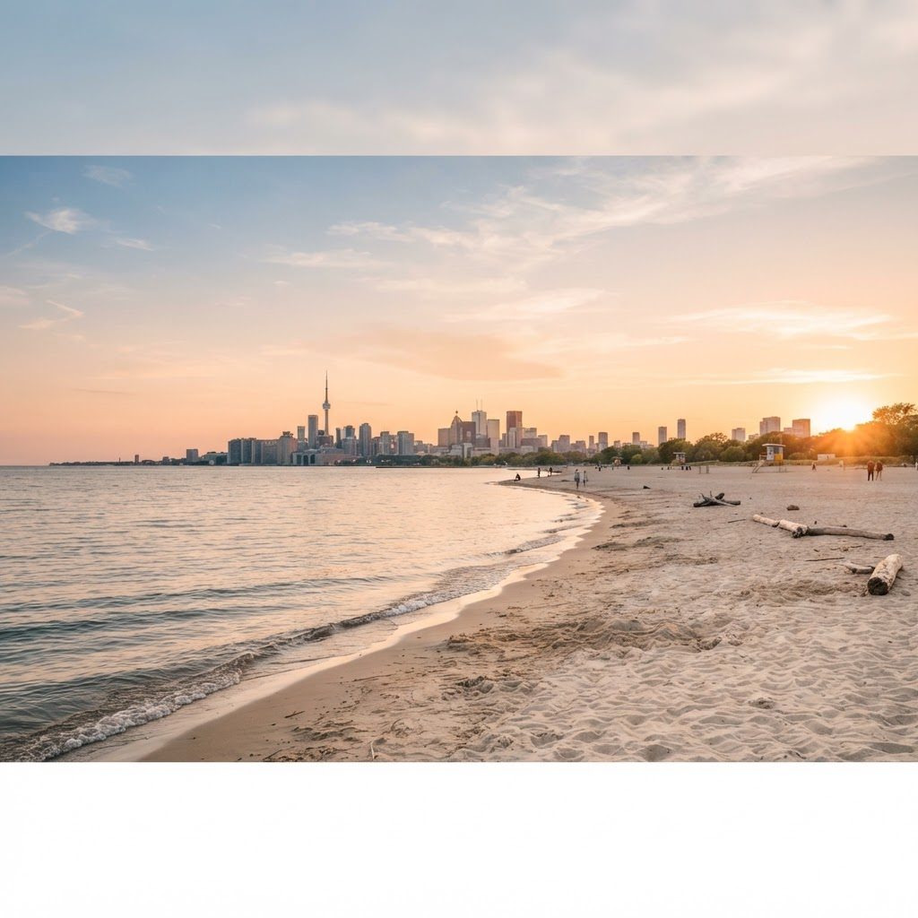 Woodbine Beach along Lake Ontario at golden hour
